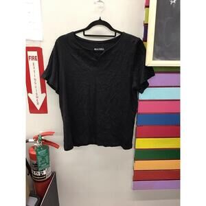 Beautiful by Lawrence zarian large black blouse with embroidered sleeves new HSN